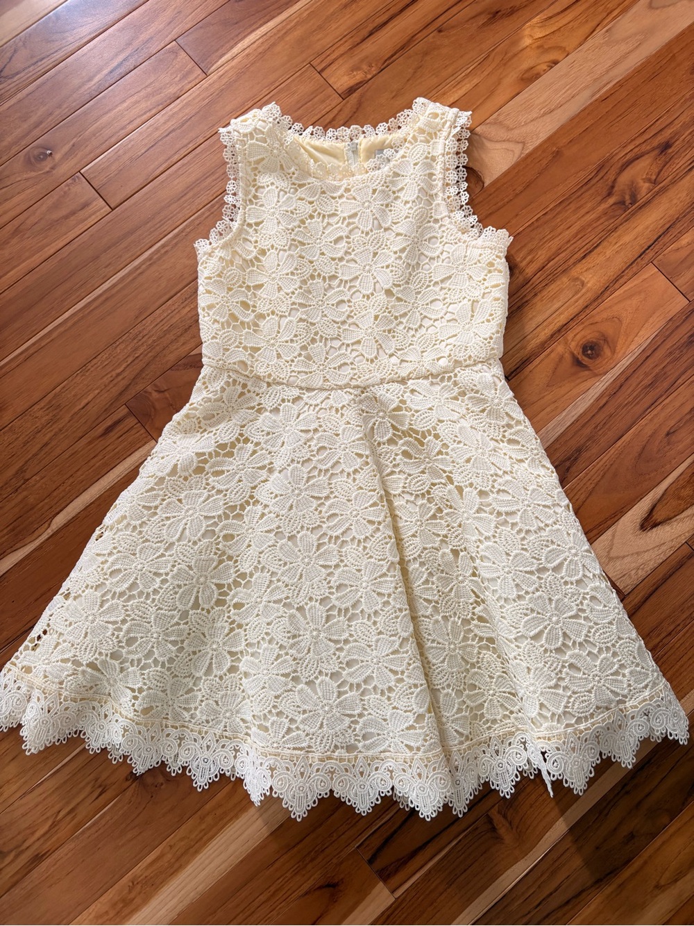 Girls yellow Lace Fit-and-Flare Dress